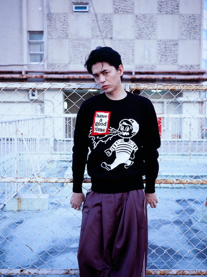 THROW UP MAN FRAME KNIT SWEATER BLACK