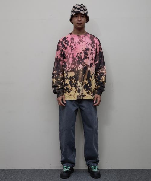 BAL-2119 LOGO TIE DYE LS TEE by YUKIDYE BLACK