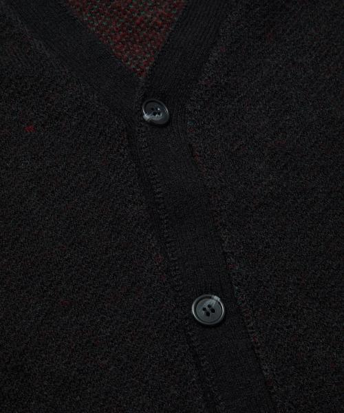 BAL-2123 JACQUARD WOOL CARDIGAN BLACK