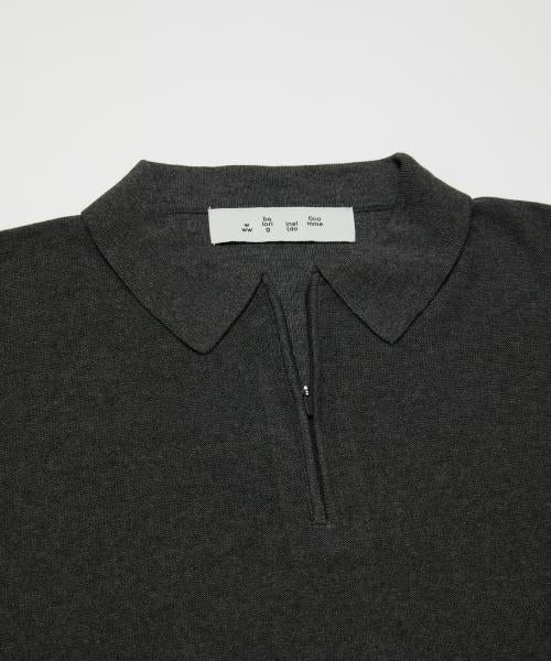 BAL-2143 VENTILATION MESH KNIT ZIP POLO CHARCOAL.H
