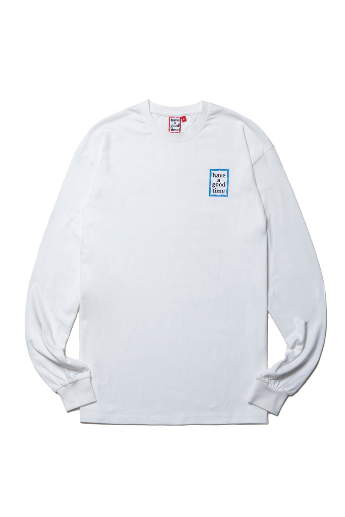 MINI BLUE FRAME L/S TEE WHITE