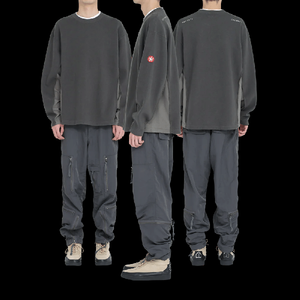 CES26CS24 SIDE SEAM DBL KNIT LONG SLEEVE CHARCOAL
