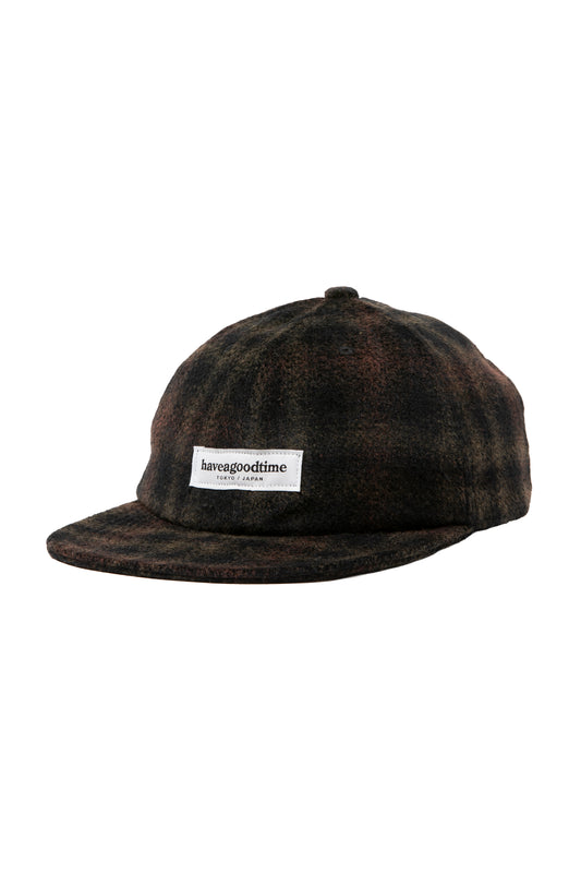 SIDE LOGO NEEDLE PUNCH CHECK CAP BROWN