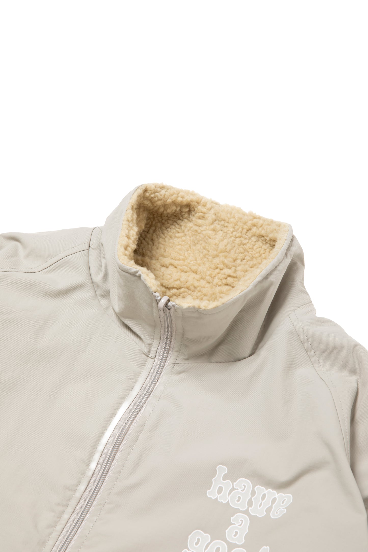 PLAYBALL LOGO REVERSIBLE BOA JACKET BEIGE