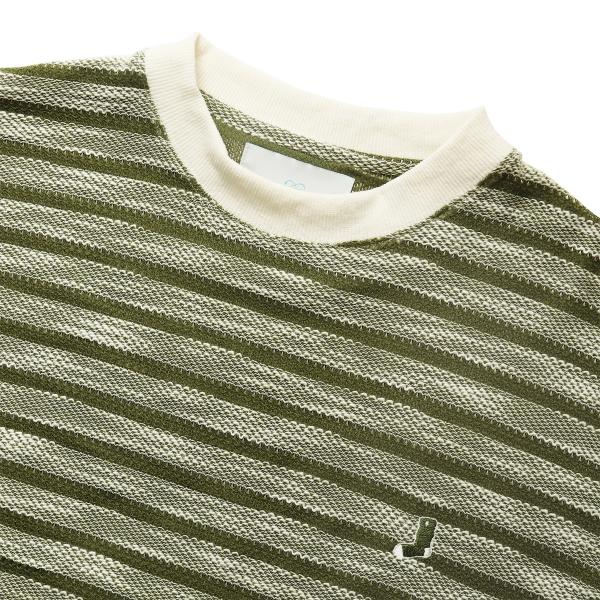 Slub Knit Border Tee Khaki