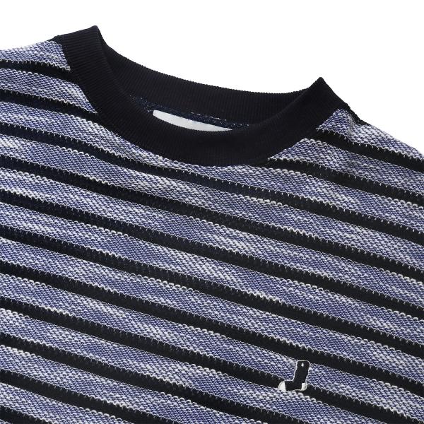 Slub Knit Border Tee Blue
