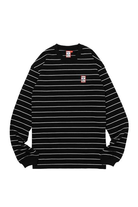 MINI FRAME EMB STRIPED L/S TEE BLACK