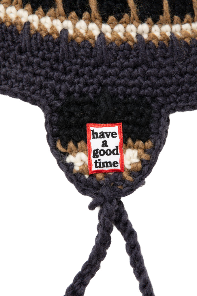 FRAME PATCH EARFLAP BEANIE CHARCOAL