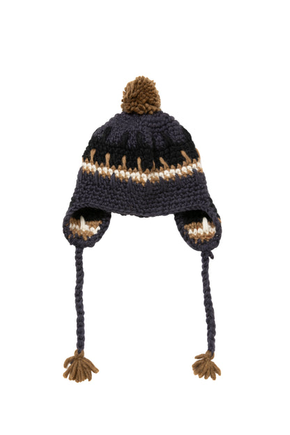FRAME PATCH EARFLAP BEANIE CHARCOAL