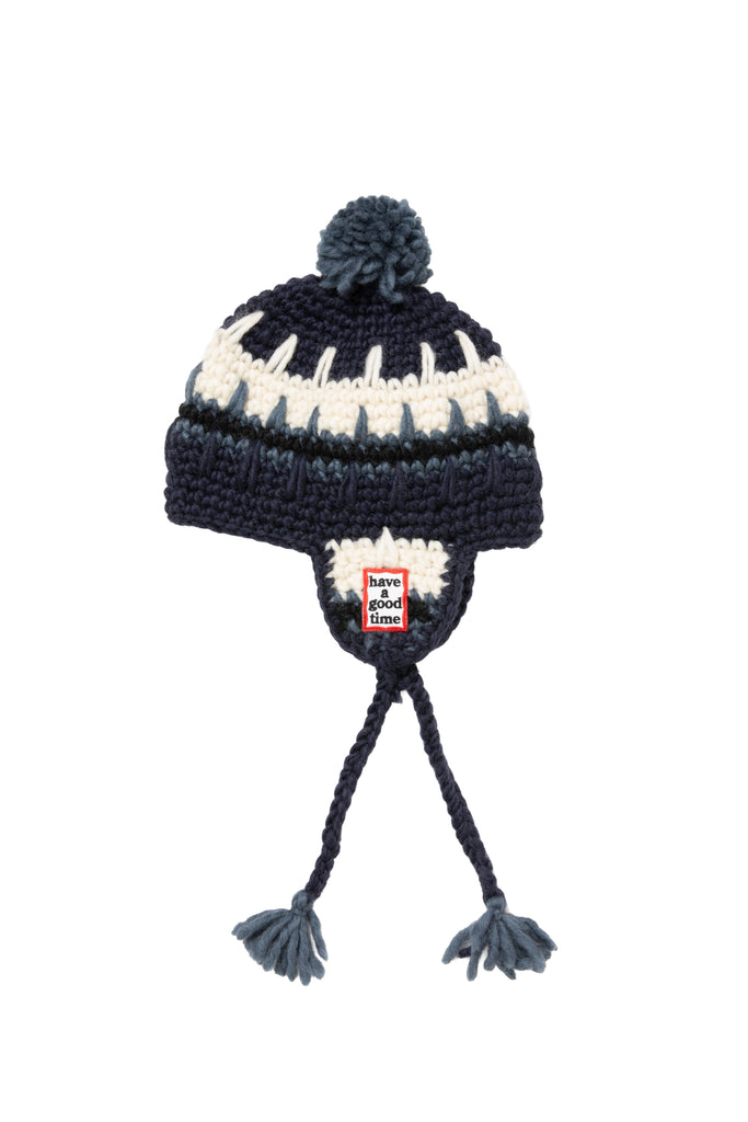 FRAME PATCH EARFLAP BEANIE NAVY