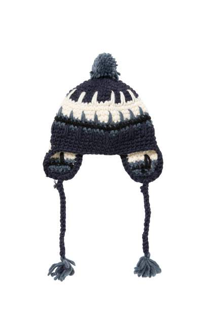 FRAME PATCH EARFLAP BEANIE NAVY