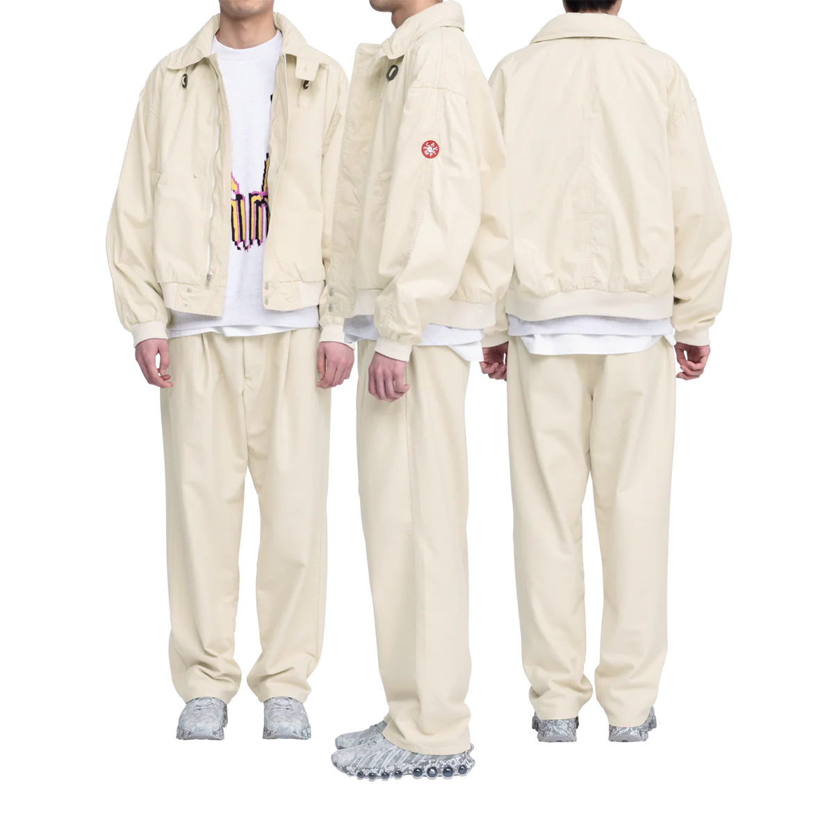 CES28JK14 WASHED COTTON LIGHT ZIP JACKET BEIGE