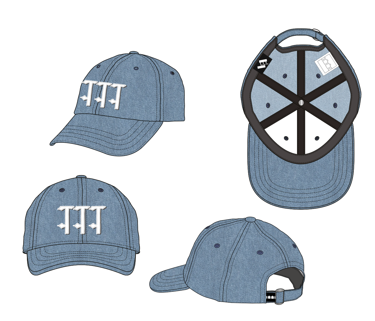TTT15H004 TTT Stonewash Denim 6- Panel Stonewash