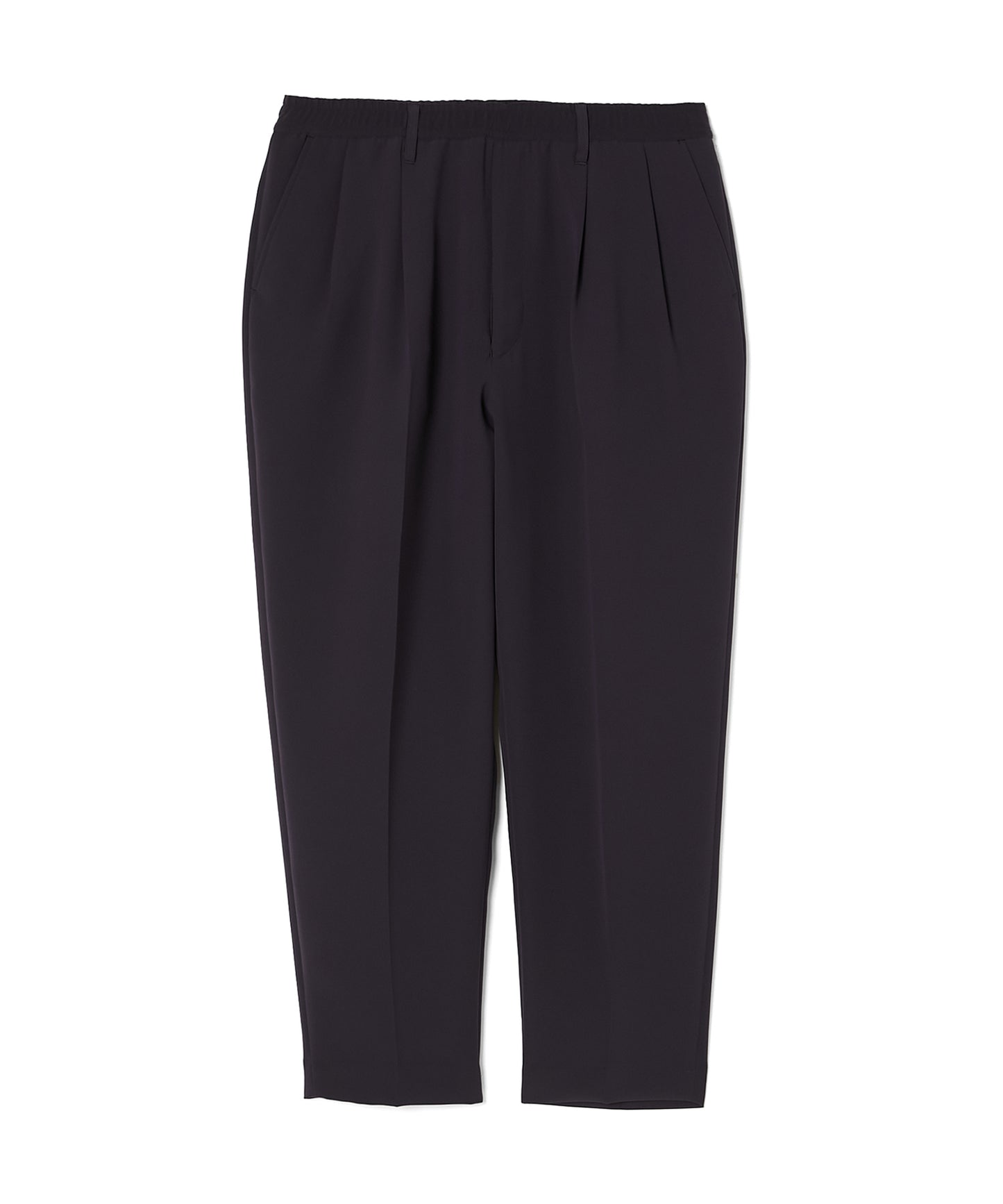 PT07-095 WIDE TAPERED EASY SLACKS BLACK