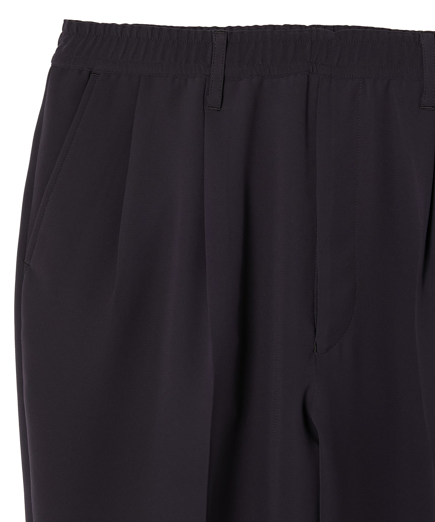 PT07-095 WIDE TAPERED EASY SLACKS BLACK