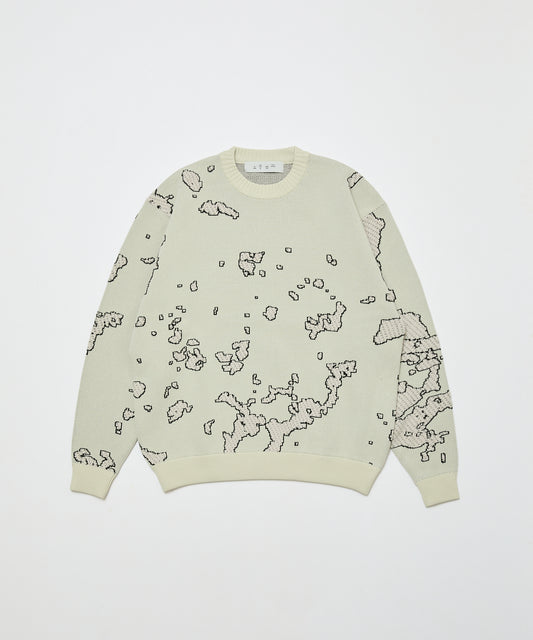BAL-2166 JACQUARD COTTON CREWNECK SWEATER BONE