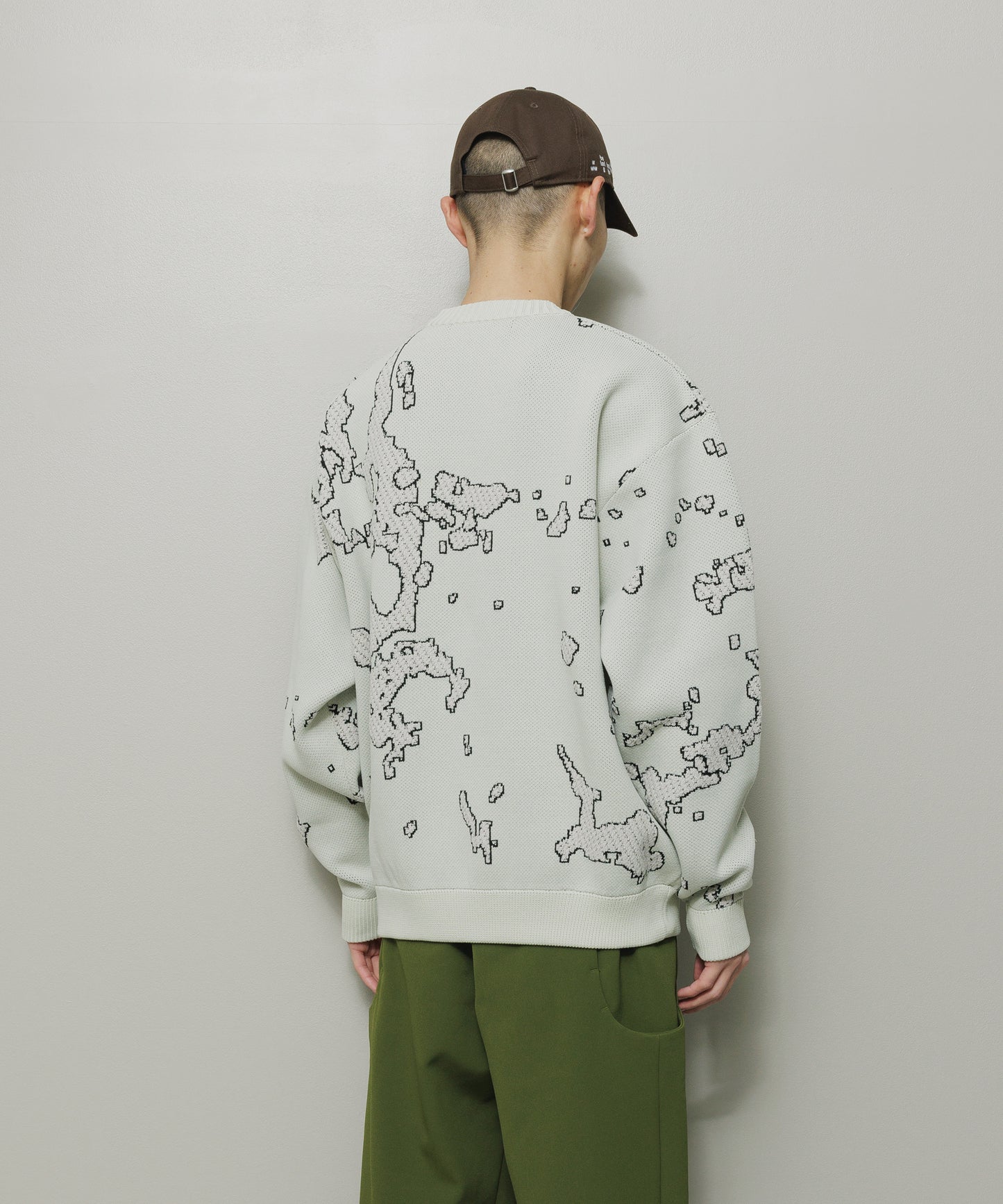 BAL-2166 JACQUARD COTTON CREWNECK SWEATER BONE