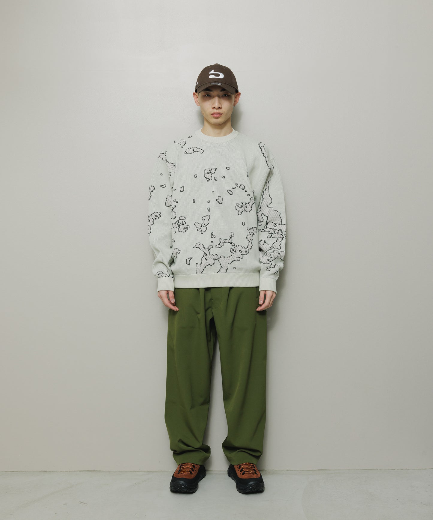 BAL-2166 JACQUARD COTTON CREWNECK SWEATER BONE