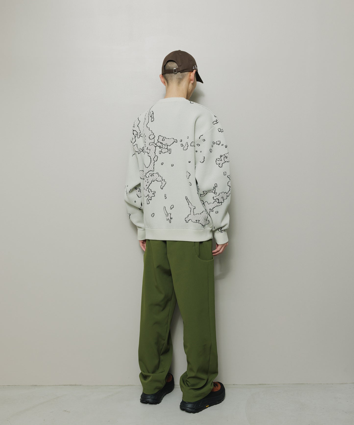BAL-2166 JACQUARD COTTON CREWNECK SWEATER BONE