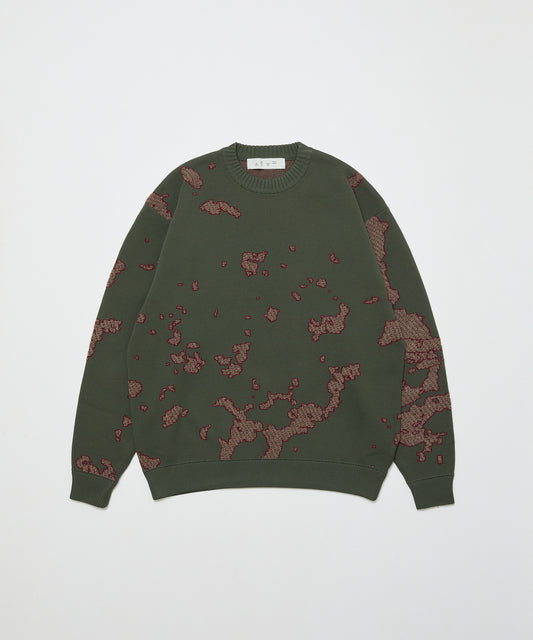 BAL-2166 JACQUARD COTTON CREWNECK SWEATER CHARCOAL