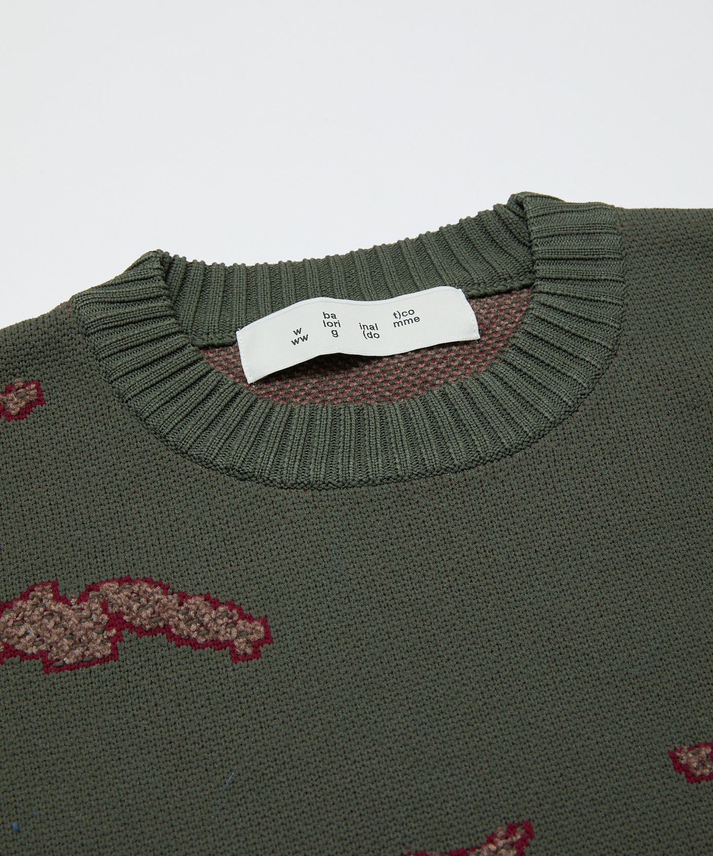 BAL-2166 JACQUARD COTTON CREWNECK SWEATER CHARCOAL