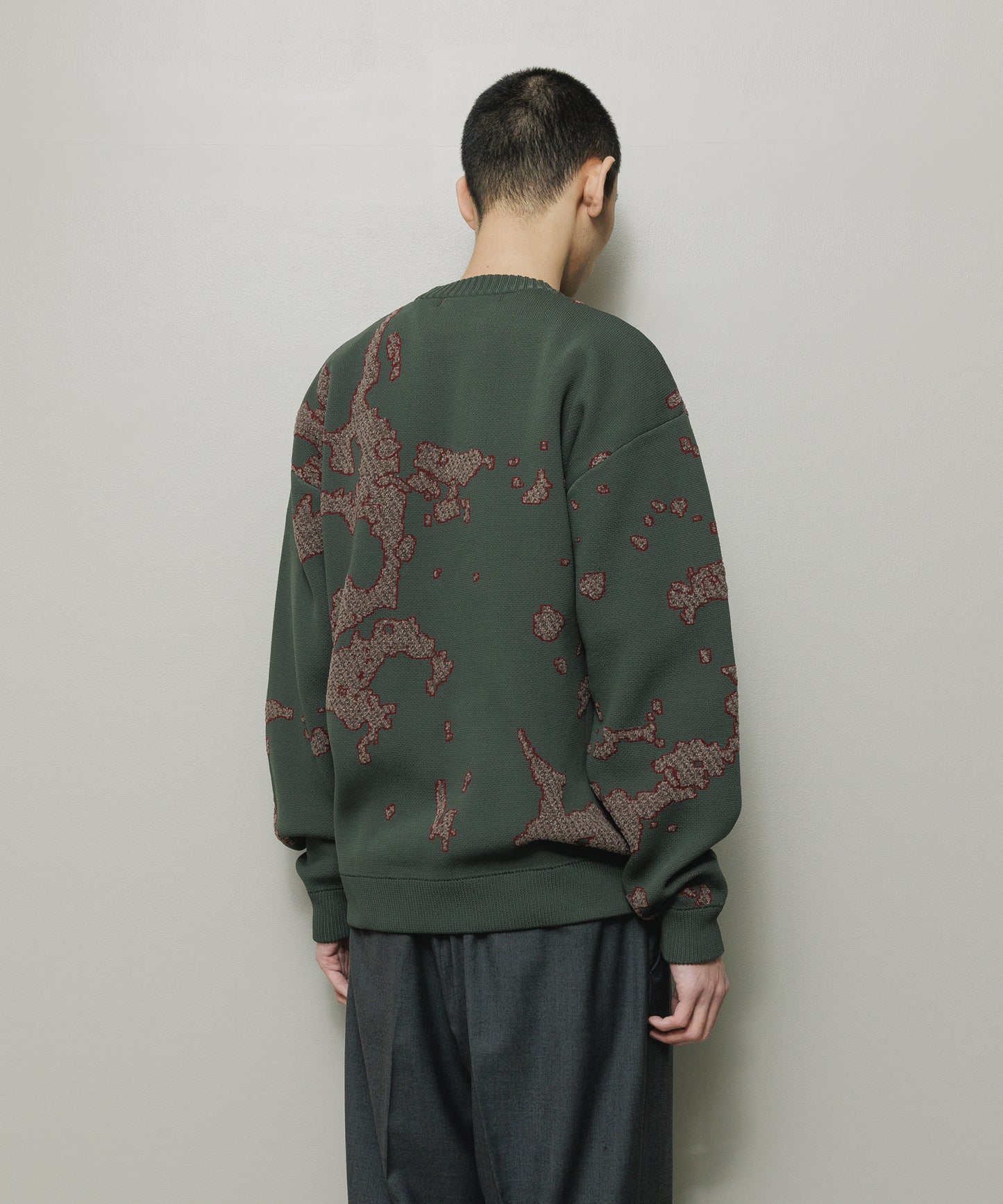 BAL-2166 JACQUARD COTTON CREWNECK SWEATER CHARCOAL