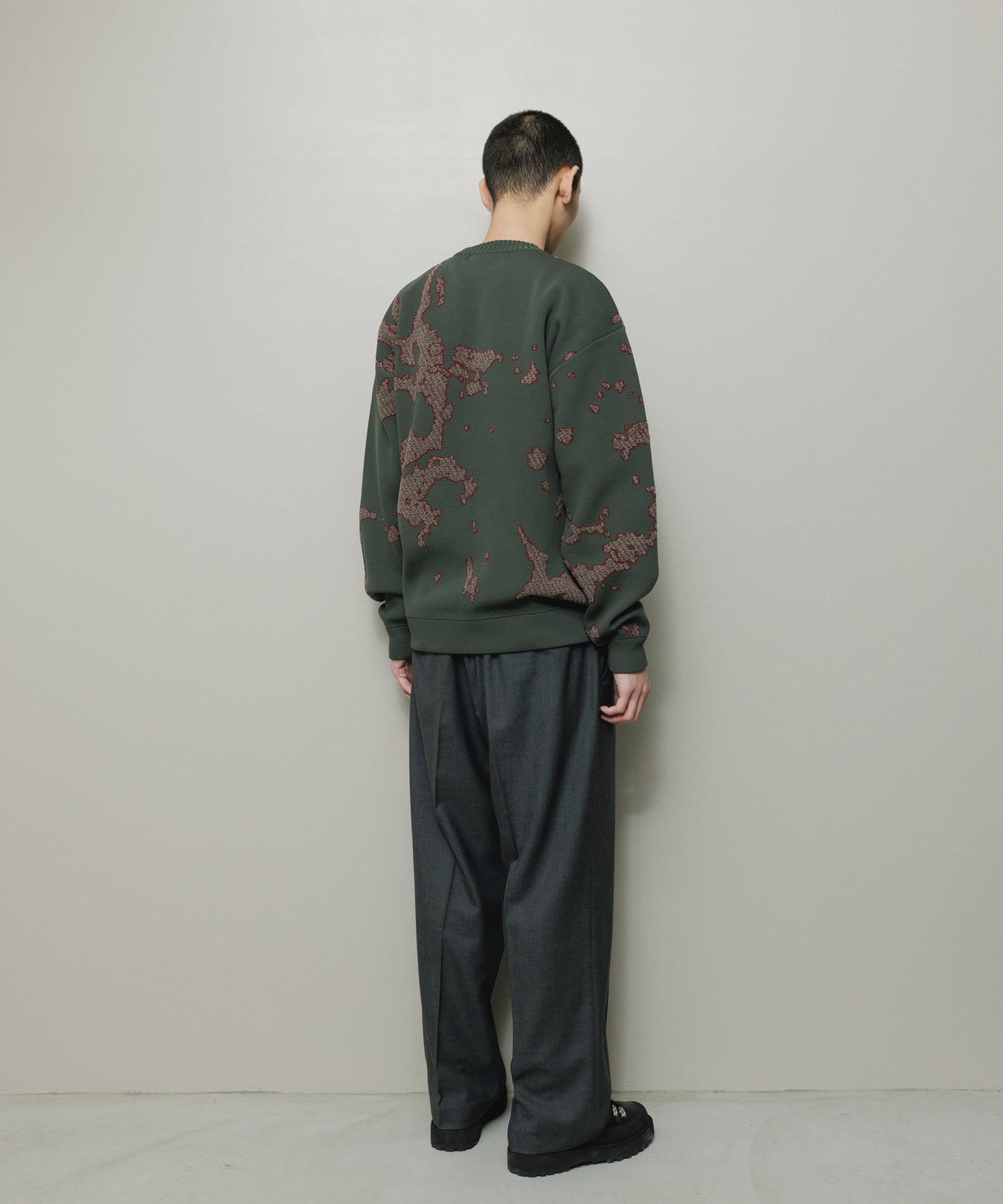 BAL-2166 JACQUARD COTTON CREWNECK SWEATER CHARCOAL
