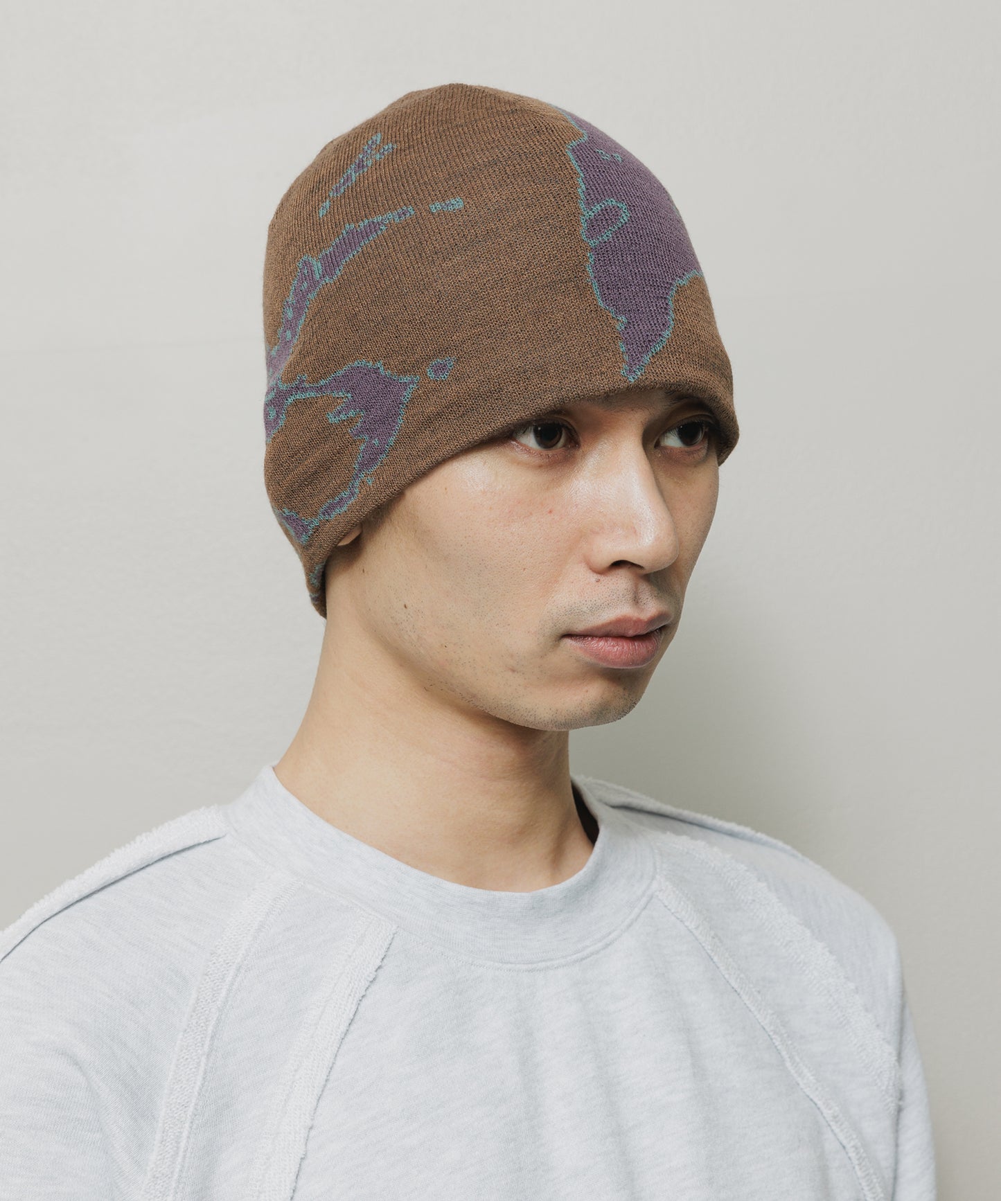 BAL-A-670 JACQUARD SOFT BEANIE HAT DARK BROWN