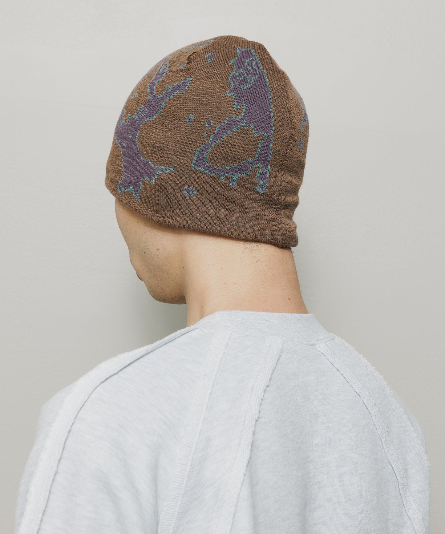 BAL-A-670 JACQUARD SOFT BEANIE HAT DARK BROWN