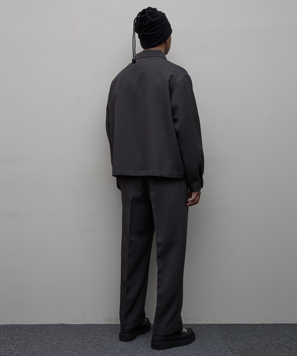BAL-FR-004 BAL / FARAH WOOL WIDE TAPERED EASY PANT DARK CHARCOAL