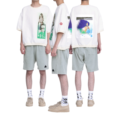 CES27CS23 PATCHED GAUZE SHORT SLEEVE CREW NECK