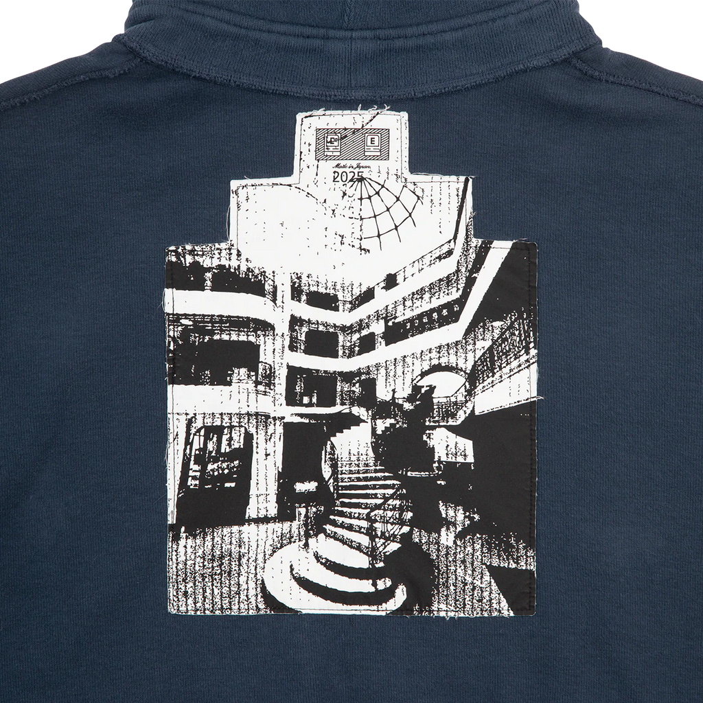 CES28CS17 NECK SNAP DBL KNIT HOODY NAVY