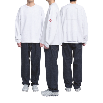 CES28CS06 HALF PANEL RIB CREW NECK GREY