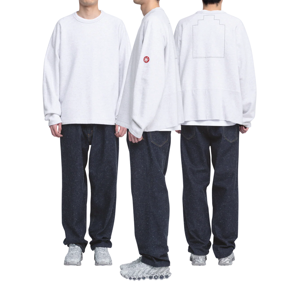 CES28CS06 HALF PANEL RIB CREW NECK GREY