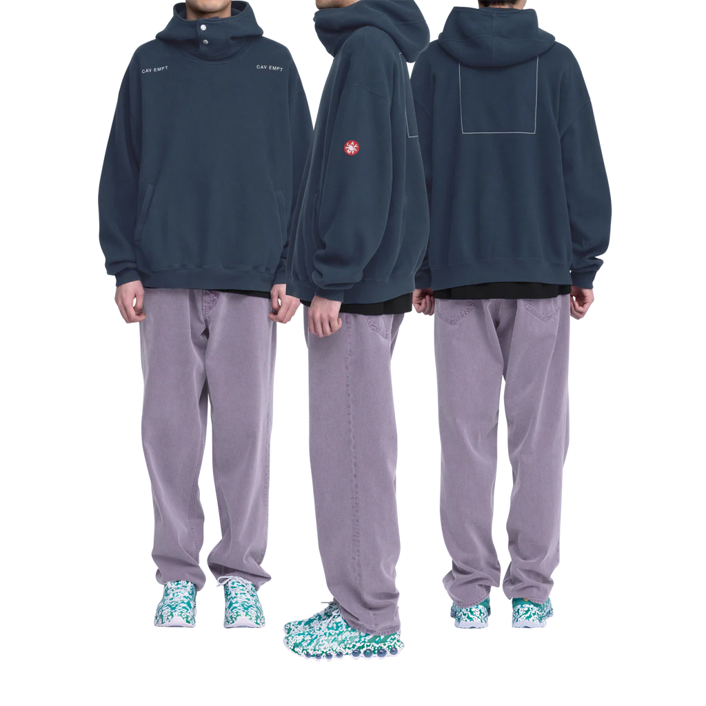 CES28CS17 NECK SNAP DBL KNIT HOODY NAVY