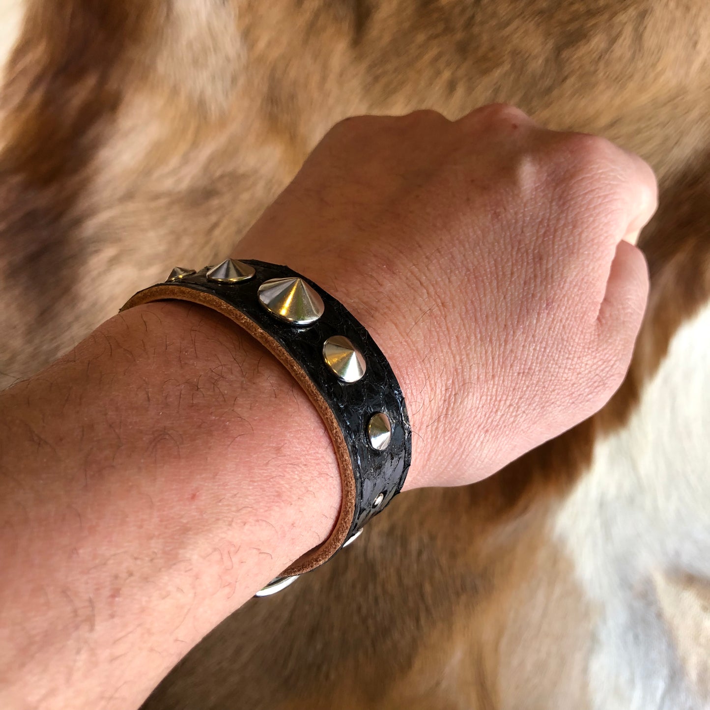 Python Leather Bracelet BLACK