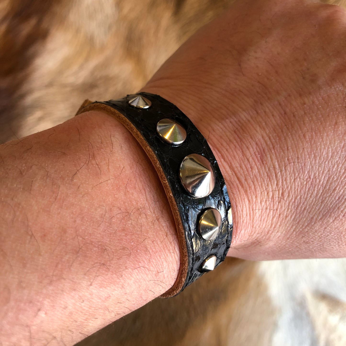 Python Leather Bracelet BLACK