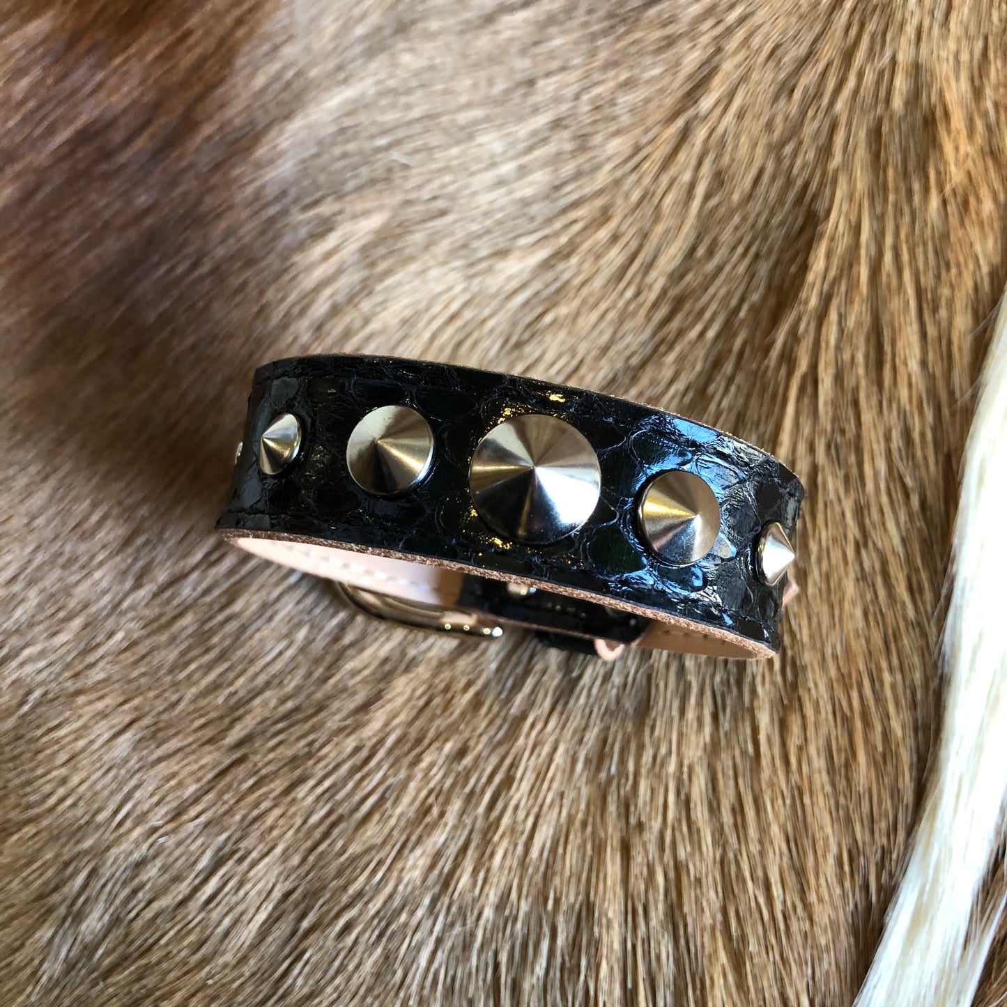 Python Leather Bracelet BLACK