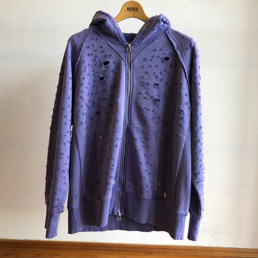 Dameged Zip up Hoodie PURPLE