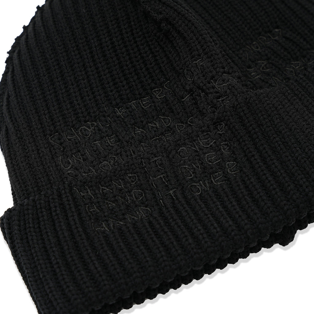 INSIDE OUT CUFF BEANIE BLACK (BLACK EMB)