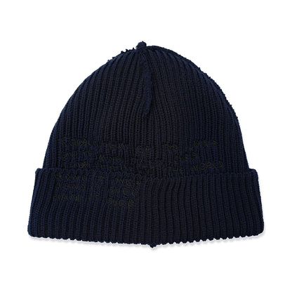 INSIDE OUT CUFF BEANIE NAVY (BLACK EMB)