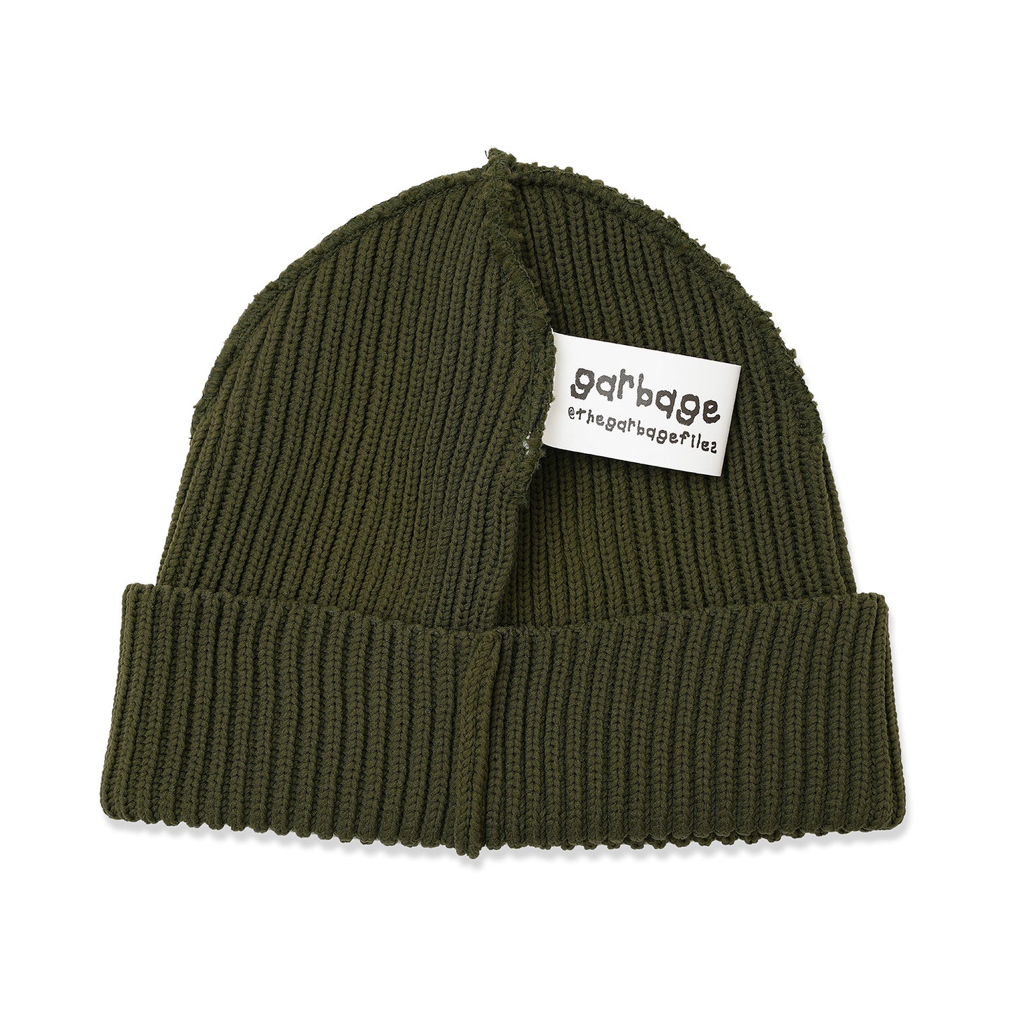 INSIDE OUT CUFF BEANIE OLIVE (BLACK EMB)