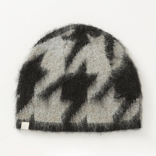 Houndstooth Mohair Beanie