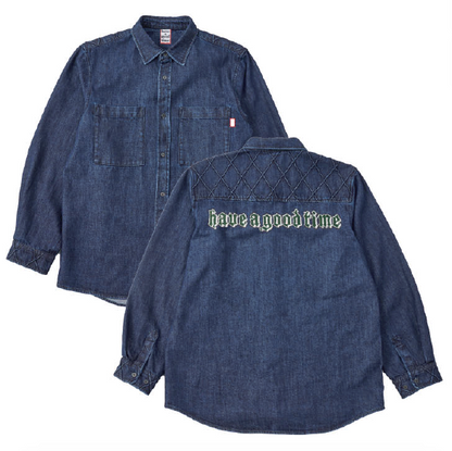 BLACKCASTLE LOGO DIAMOND PINTUCK DENIMSHIRT INDIGO