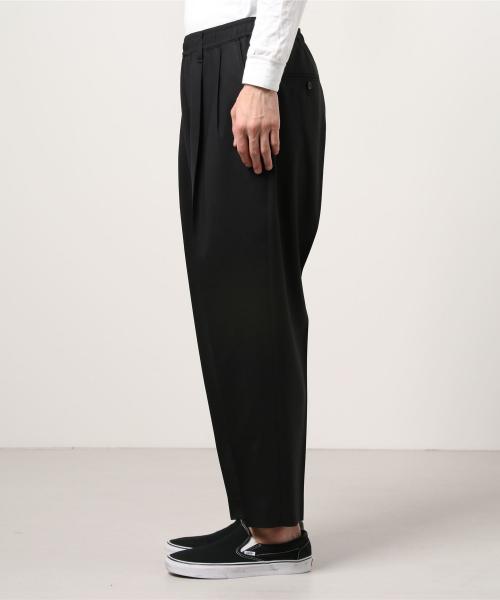 [PT07-099-AW] WIDE TAPERD EASY SLACKS BLACK