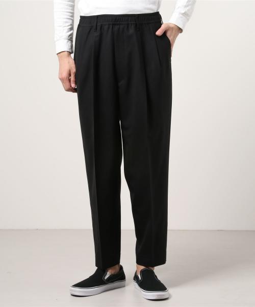 [PT07-099-AW] WIDE TAPERD EASY SLACKS BLACK