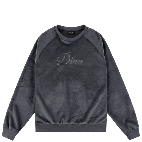 Cursive Velvet Crewneck Smoke