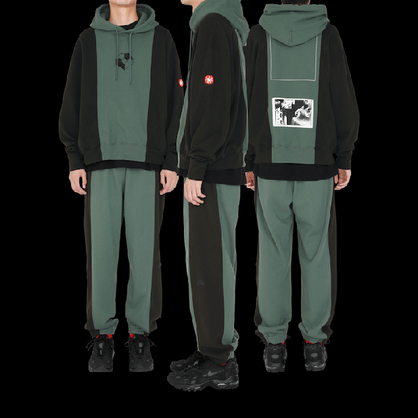 CES25CS14 PANELED TWO TONE HOODY GREEN