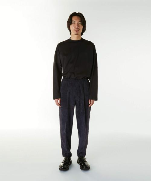 2242-PT07-017 WIDE TAPERED EASY SLACKS BLACK