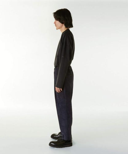 2242-PT07-017 WIDE TAPERED EASY SLACKS BLACK